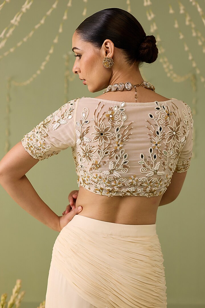 White Georgette Skirt Set by Label Meesa at Pernia's Pop Up Shop