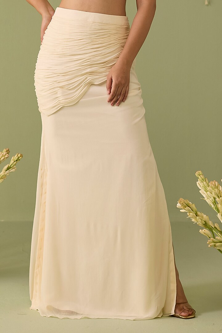 White Georgette Skirt Set by Label Meesa at Pernia's Pop Up Shop