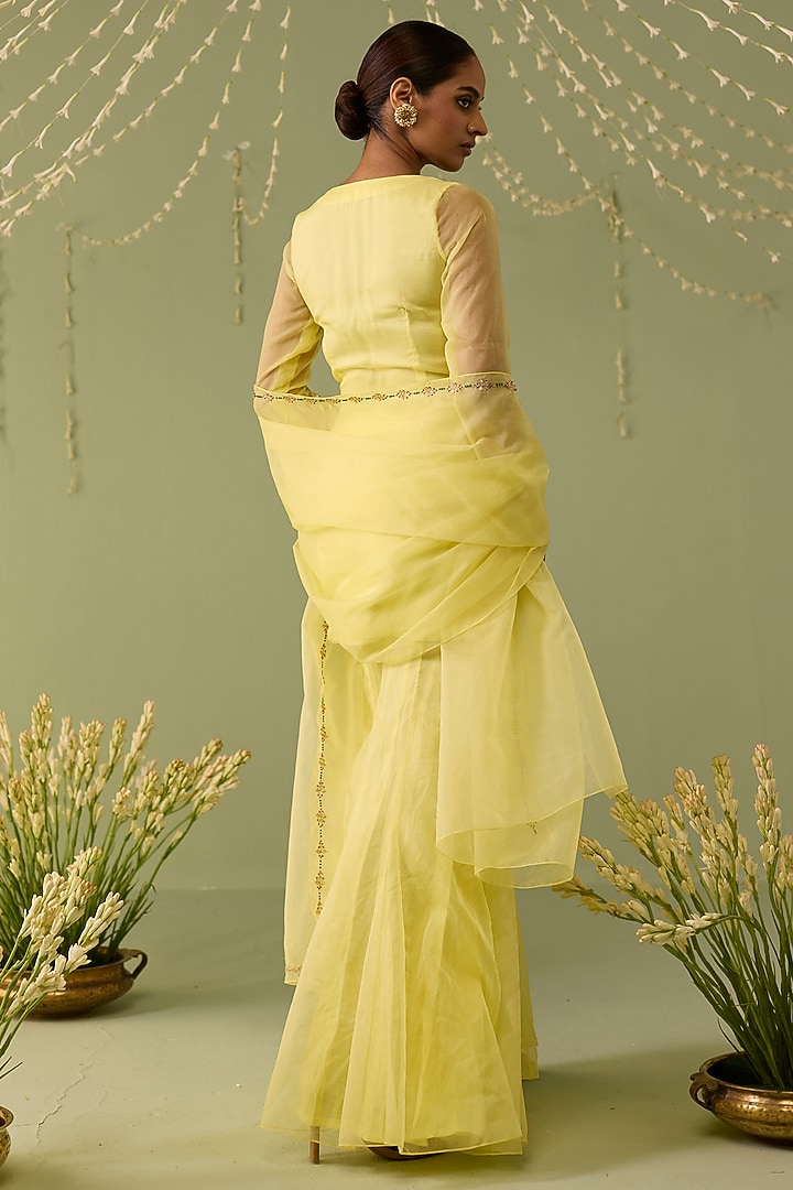 Yellow Organza Party Wear Sharara Set by Label Meesa at Pernia's Pop Up Shop