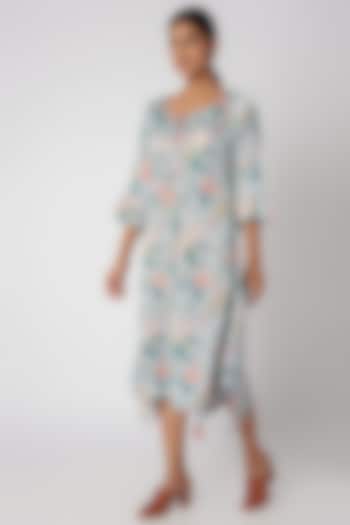 Sky Blue Digital Printed Dress by Linen and Linens