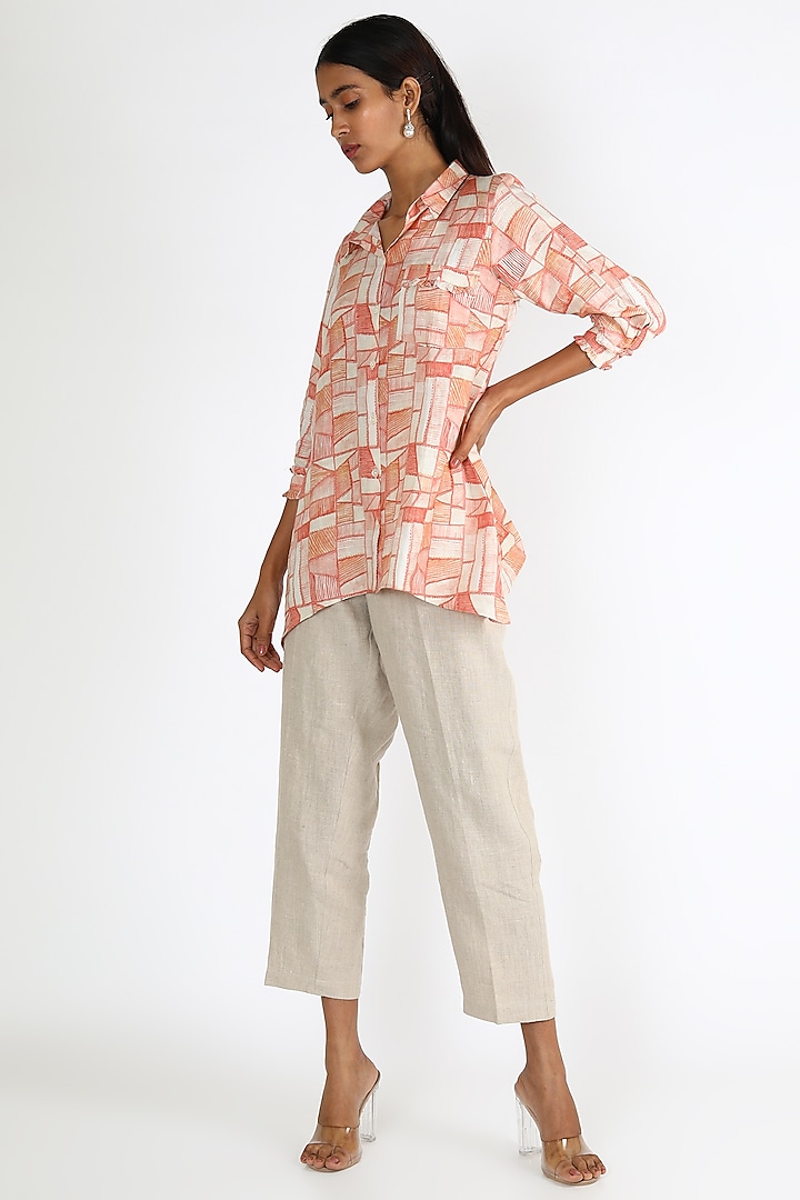 Coral Printed Shirt by Linen And Linens