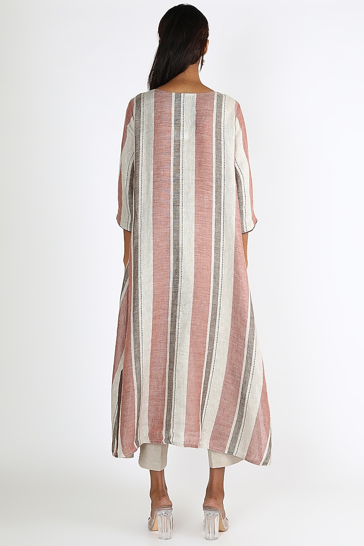 Rust Striped Tunic by Linen And Linens at Pernia's Pop Up Shop