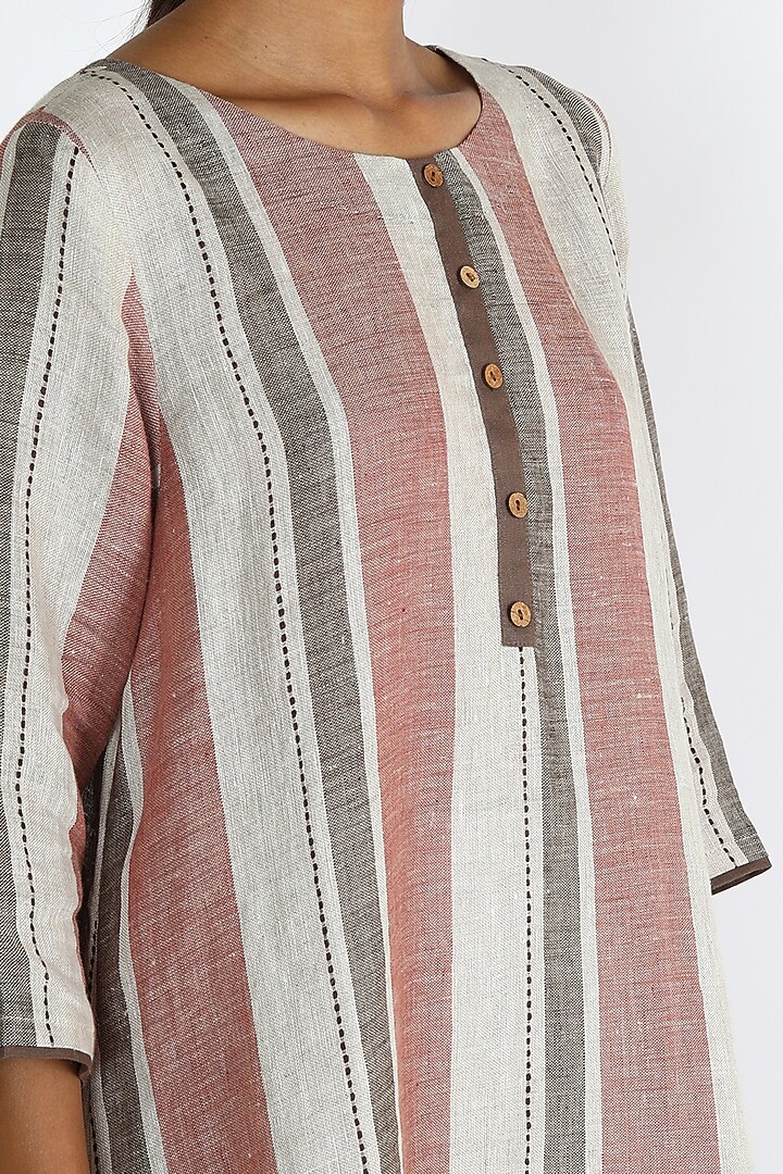 Rust Striped Tunic by Linen And Linens at Pernia's Pop Up Shop