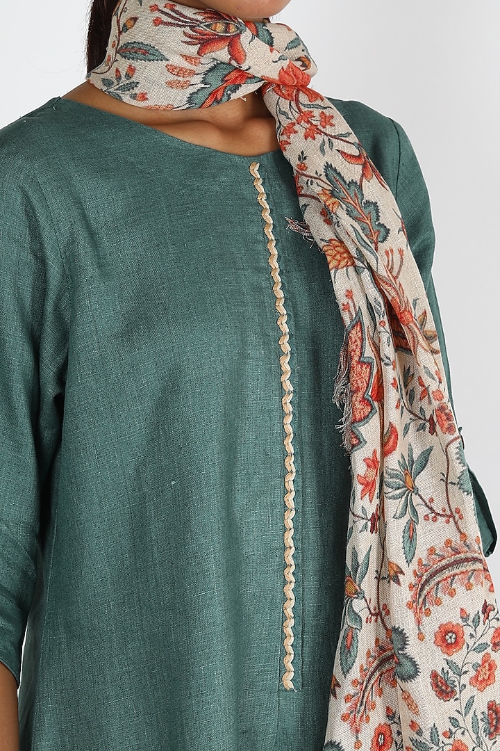 Teal Blue & White Tunic Set by Linen And Linens at Pernia's Pop Up Shop