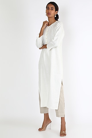 Off White Linen Trouser Pants by Linen And Linens