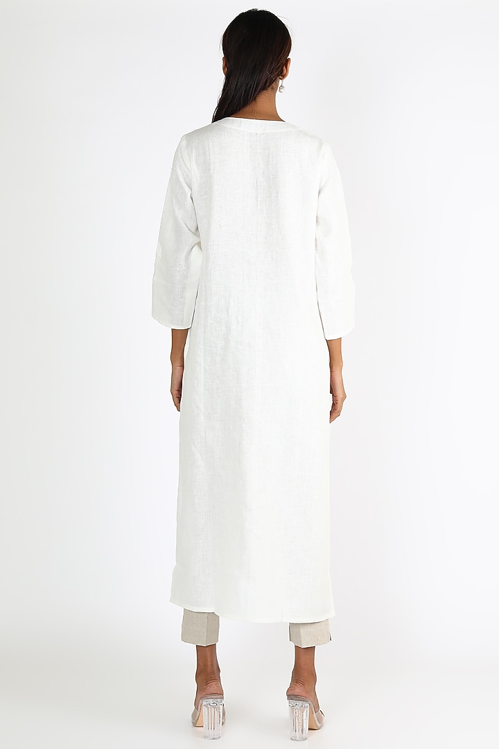 Off White Linen Trouser Pants by Linen And Linens at Pernia's Pop Up Shop