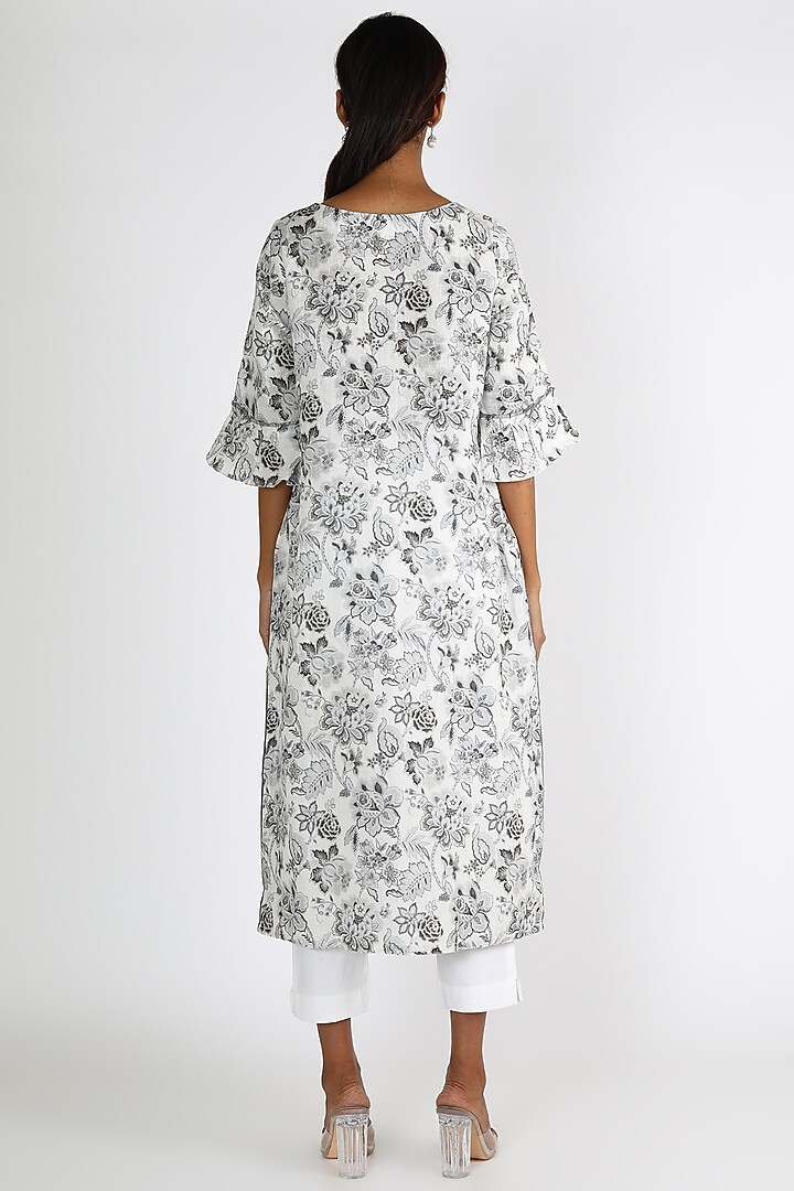 White & Black Printed Tunic by Linen And Linens at Pernia's Pop Up Shop