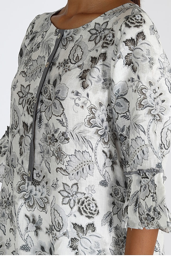 White & Black Printed Tunic by Linen And Linens at Pernia's Pop Up Shop