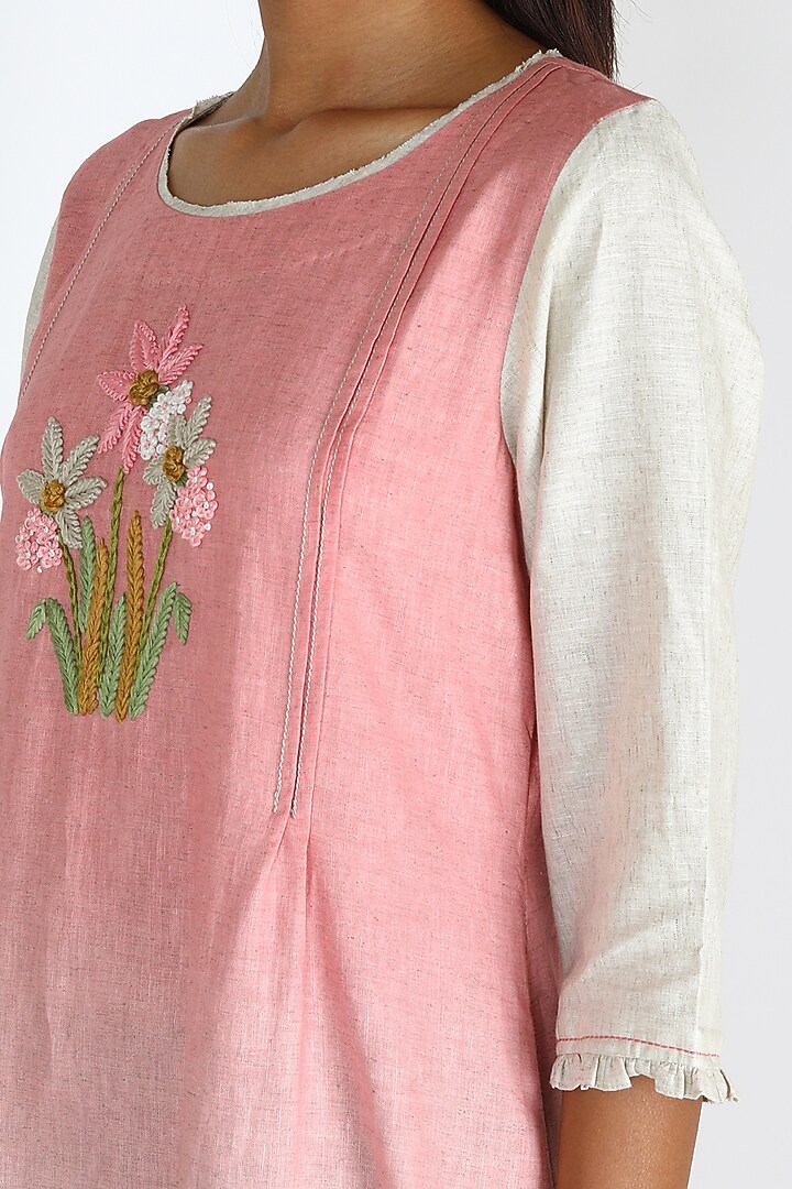 Pink Ombre Embroidered Summer Dress by Linen And Linens at Pernia's Pop Up Shop