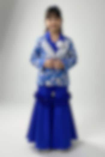 Blue Satin Silk & Silk Sharara Set For Girls by Little Loom at Pernia's Pop Up Shop
