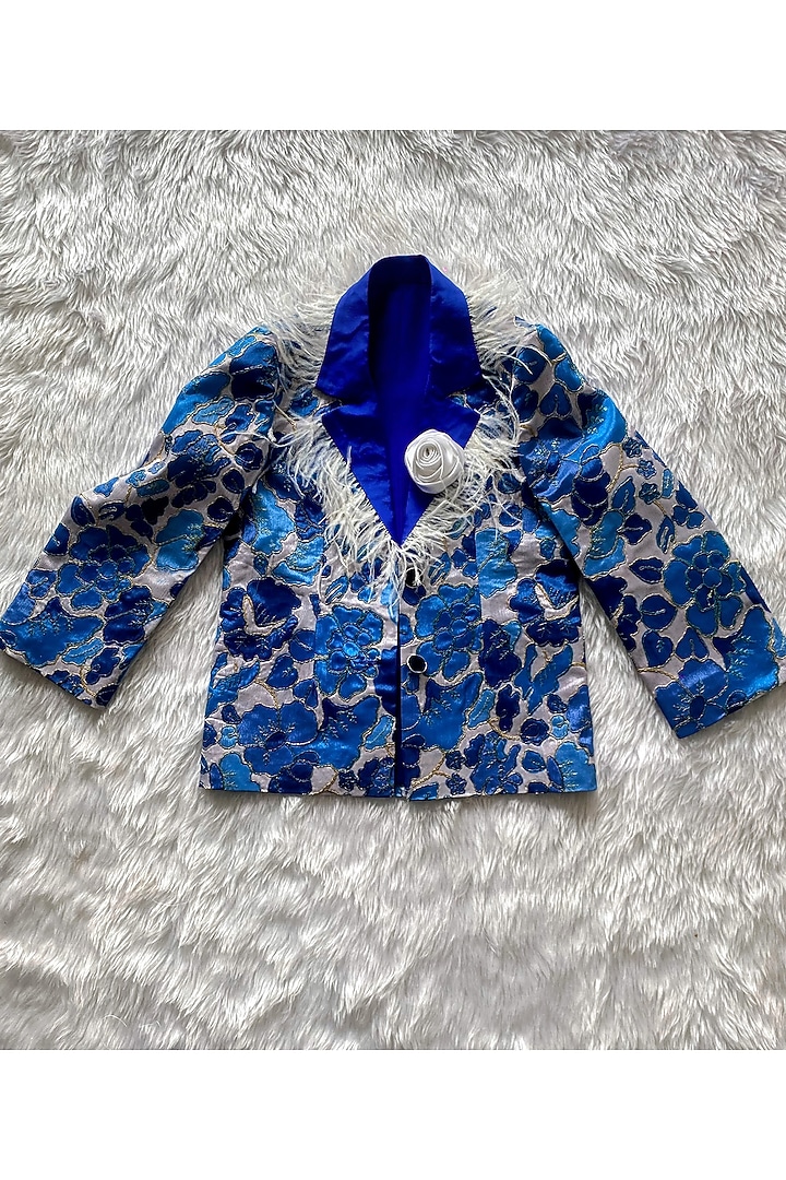 Blue Satin Silk & Silk Sharara Set For Girls by Little Loom at Pernia's Pop Up Shop