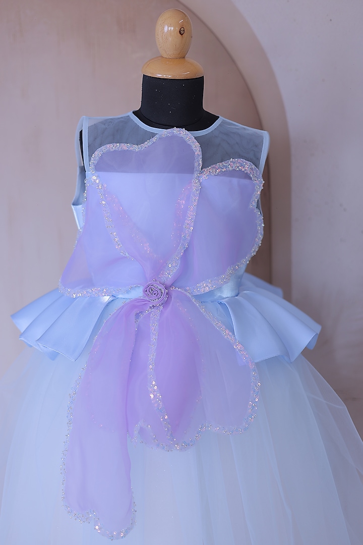 Multi-Colored Net & Organza Embellished Dress For Girls by Little Loom at Pernia's Pop Up Shop
