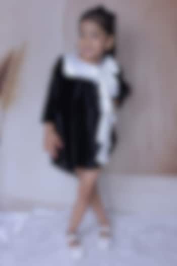 Black Velvet Embellished Dress For Girls by Little Loom at Pernia's Pop Up Shop