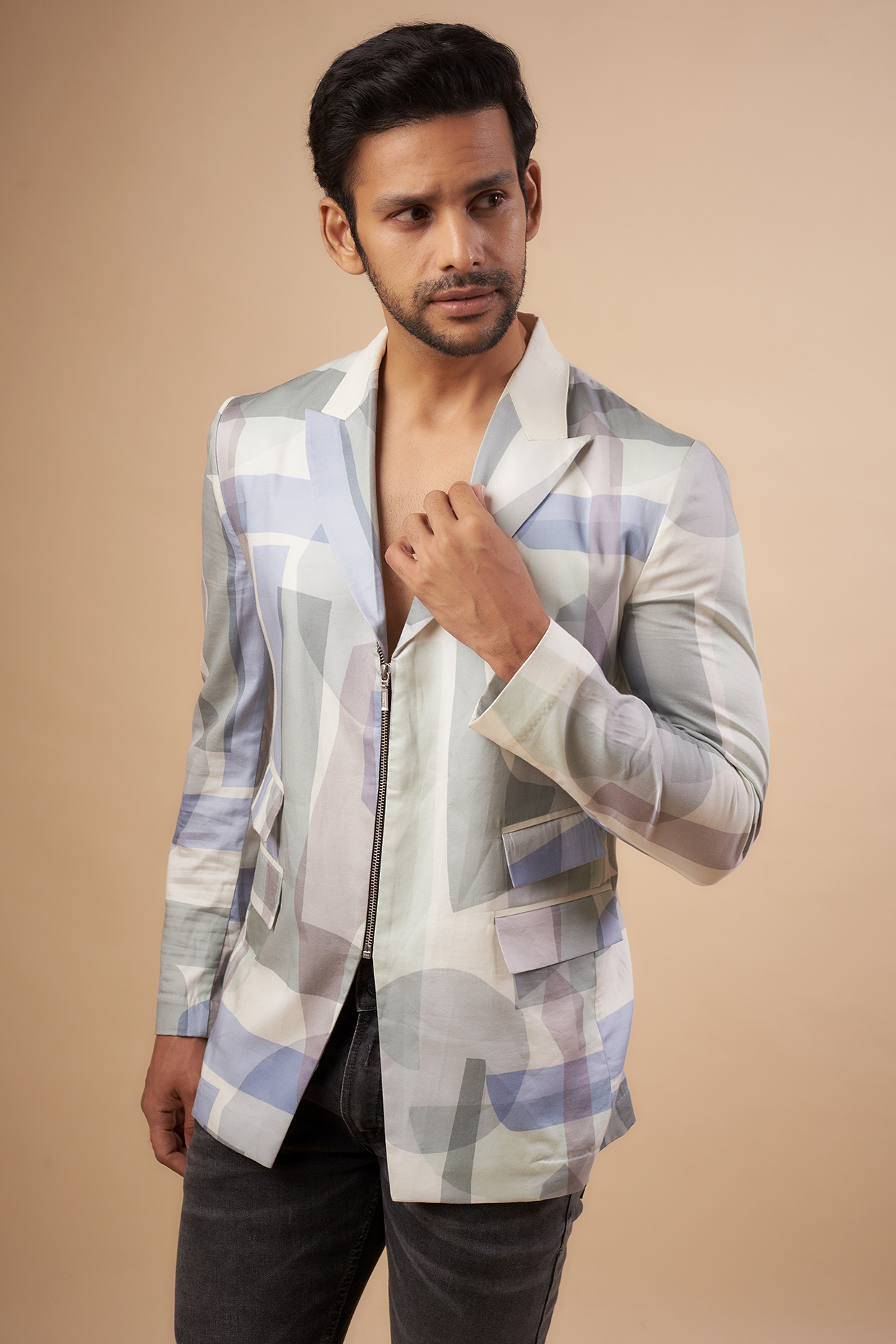 Patchwork blazer mens hot sale