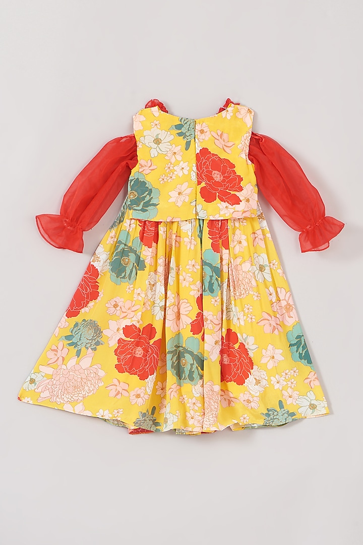 Yellow & Red Printed Skirt Set For Girls by Little Luxe at Pernia's Pop Up Shop