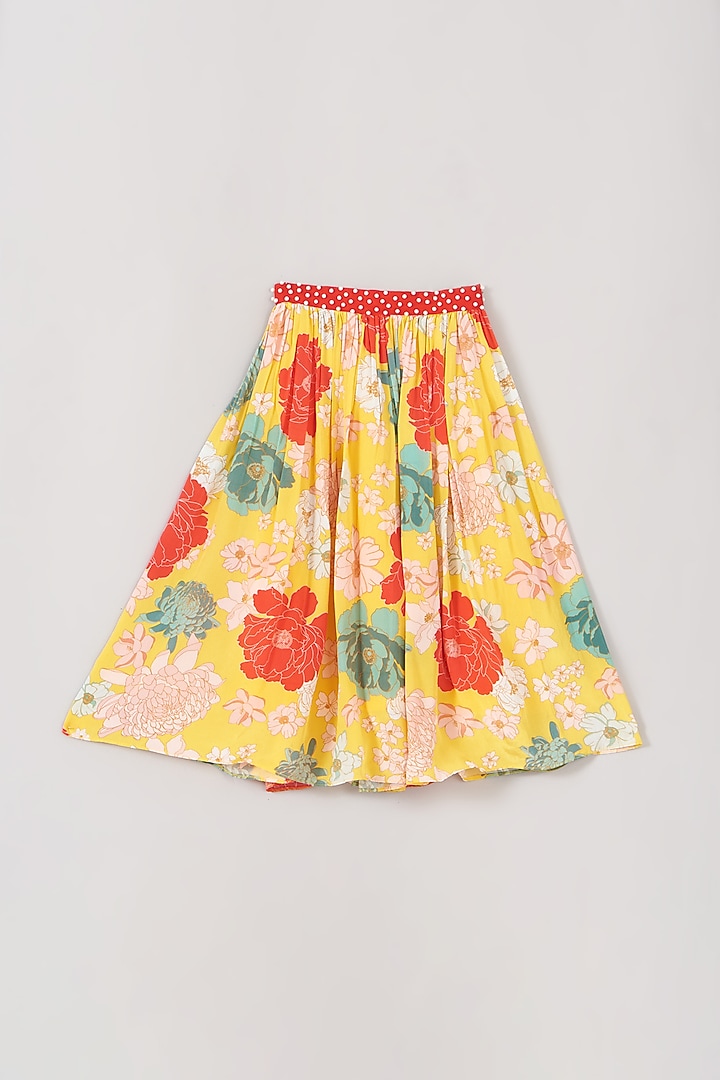 Yellow & Red Printed Skirt Set For Girls by Little Luxe at Pernia's Pop Up Shop