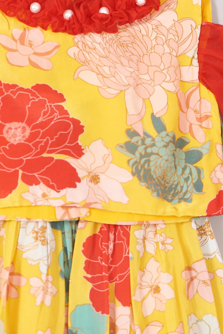 Yellow & Red Printed Skirt Set For Girls by Little Luxe at Pernia's Pop Up Shop