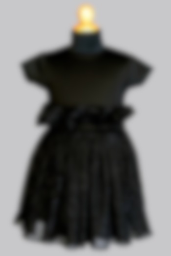 Black Georgette Dress For Girls by Little Luxe