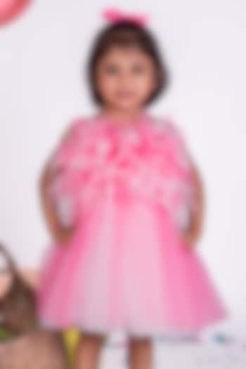 Pink Net Ruffled Dress For Girls by Little Luxe at Pernia's Pop Up Shop