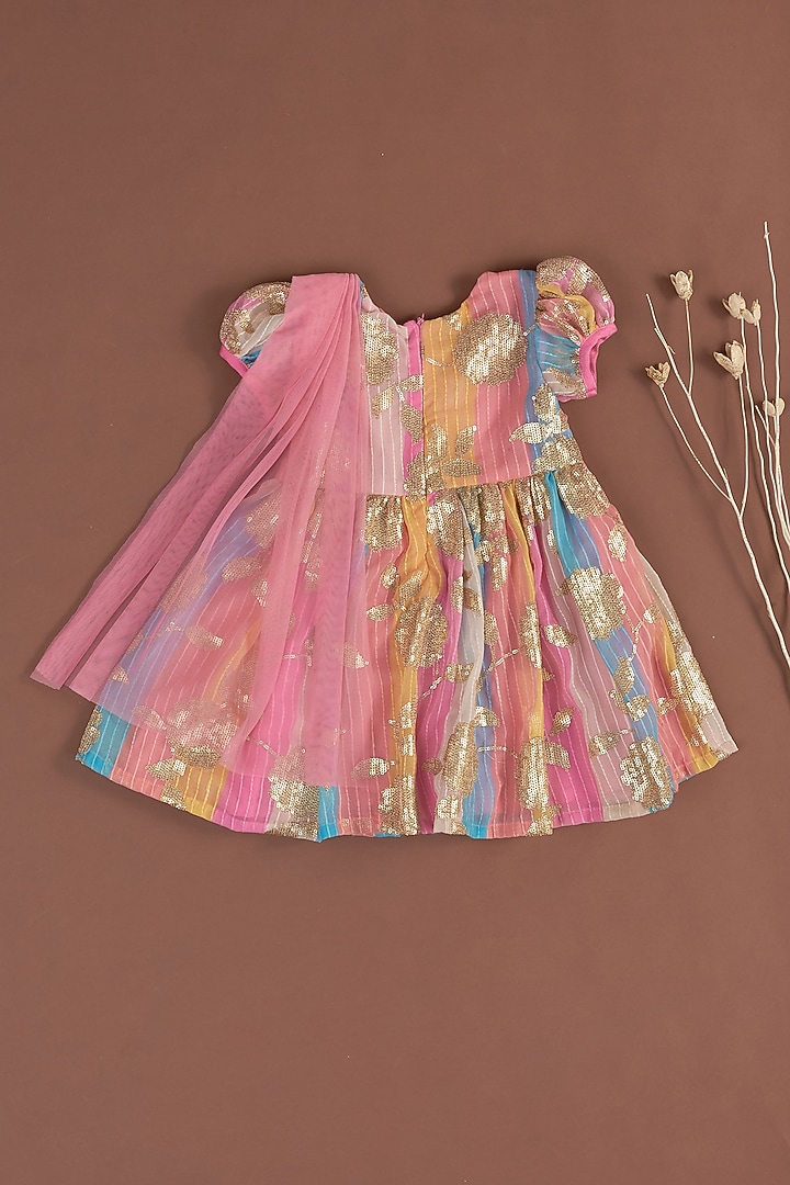 Multi-Colored Embellished Dress For Girls by Little Luxe at Pernia's Pop Up Shop