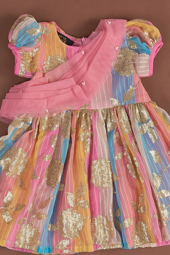 Multi-Colored Embellished Dress For Girls by Little Luxe at Pernia's Pop Up Shop