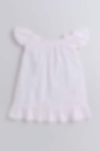 Blush Pink Organic Cotton Chikan Embroidered Dress For Girls by Li'l Me