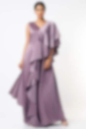 Purple Draped Gown by Label Muskan Agarwal