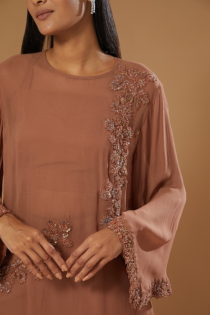 Nude Georgette Co-Ord Set by Label Muskan Agarwal at Pernia's Pop Up Shop 2025