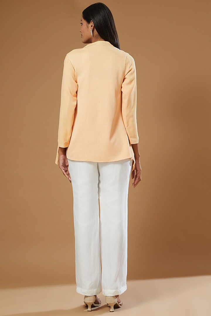 Peach Embroidered Jacket by Label Muskan Agarwal at Pernia's Pop Up Shop