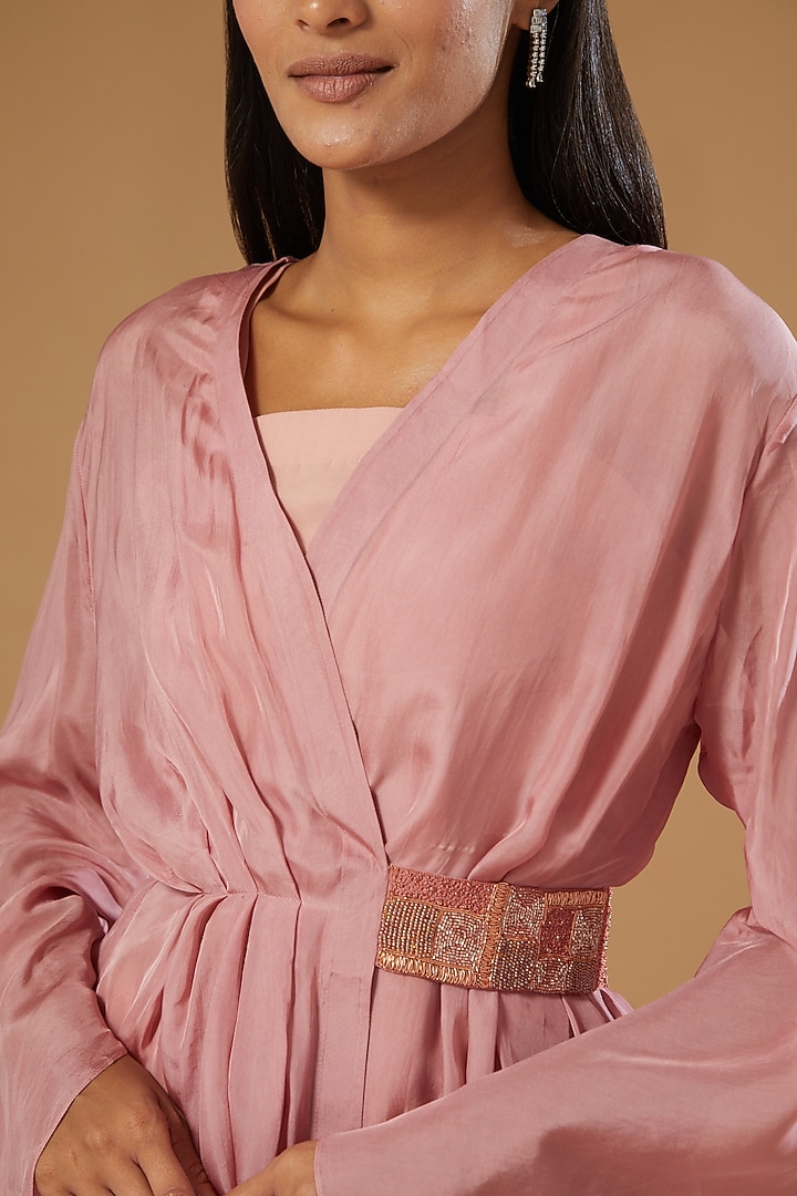 Pink Chiffon Open Jacket by Label Muskan Agarwal at Pernia's Pop Up Shop