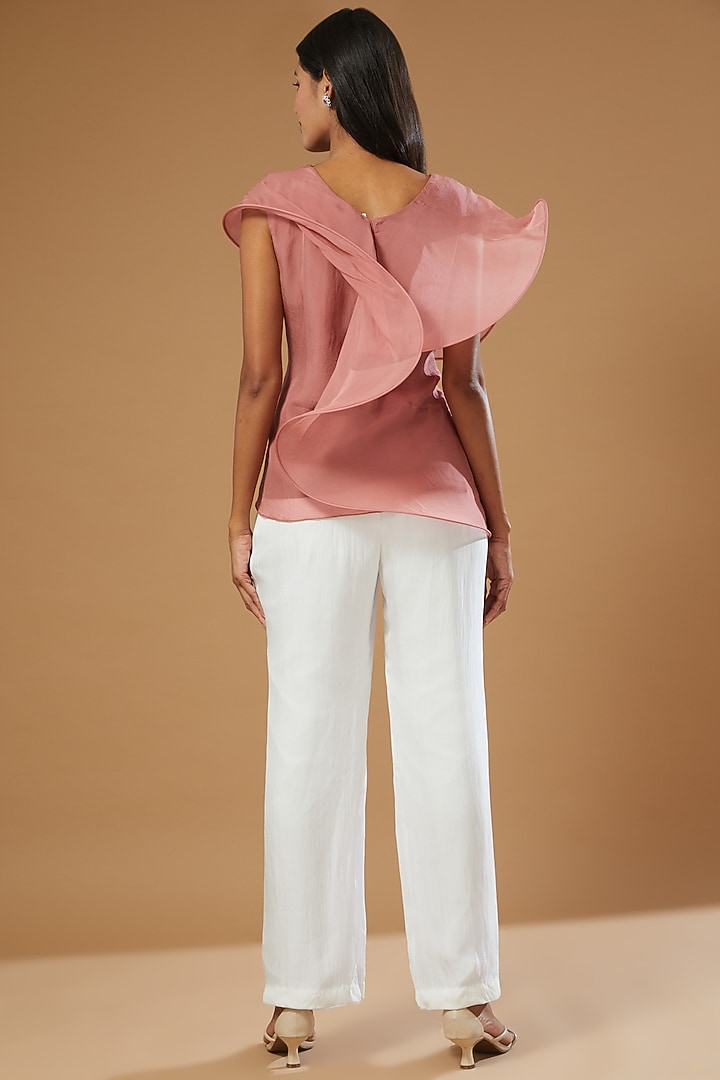 Pink Organza Draped Top by Label Muskan Agarwal at Pernia's Pop Up Shop