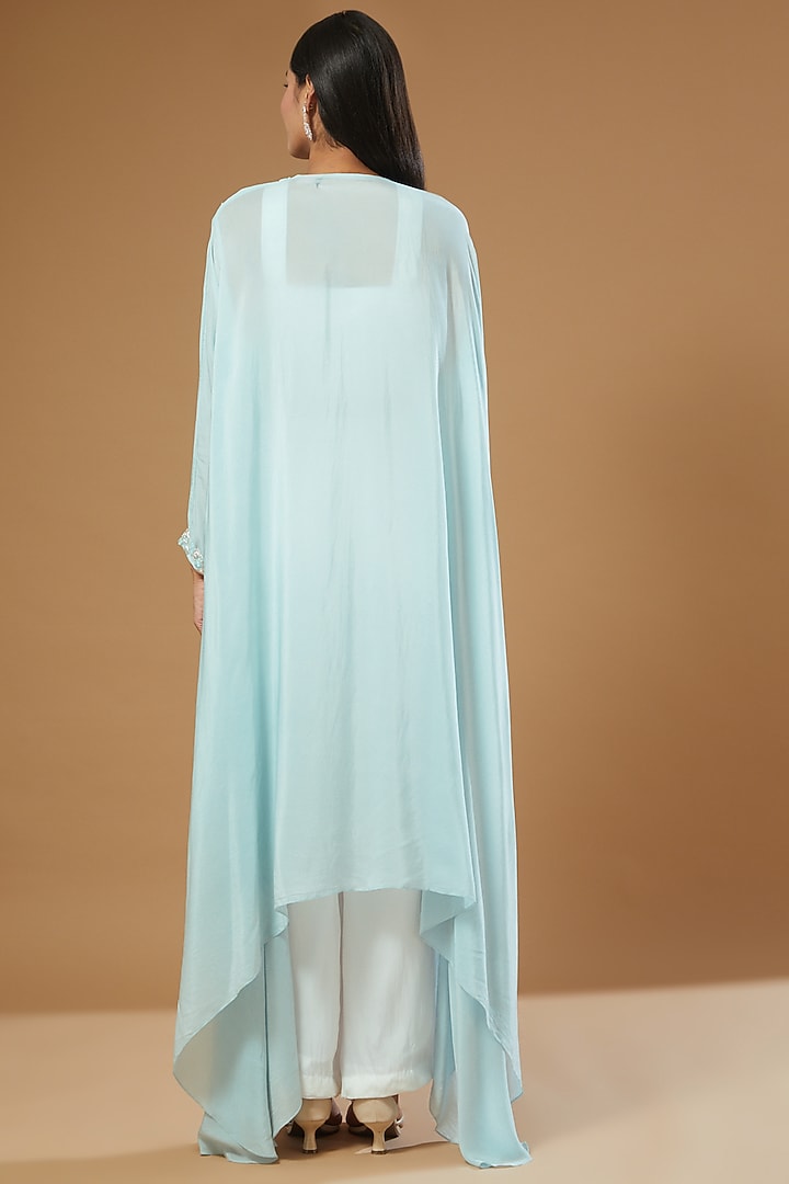 Sky Blue Embroidered Draped Kaftan Set by Label Muskan Agarwal at Pernia's Pop Up Shop