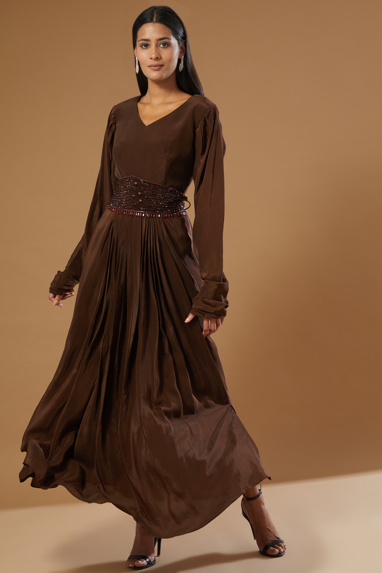 Brown Anarkali style Gown Real Georgette | Latest bridal dresses, Indian  fashion dresses, Indian anarkali dresses
