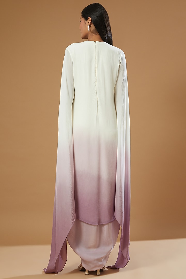 White & Purple Crepe Draped Engagement Gown by Label Muskan Agarwal at Pernia's Pop Up Shop
