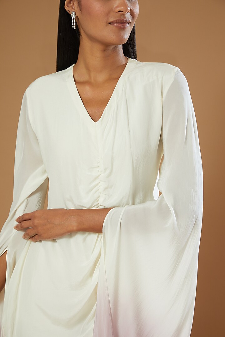 White & Purple Crepe Draped Engagement Gown by Label Muskan Agarwal at Pernia's Pop Up Shop