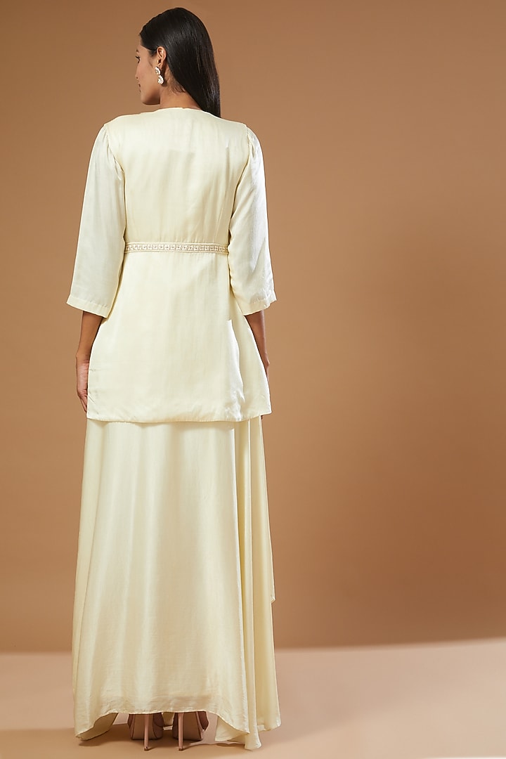 Cream Embroidered Jacket Set by Label Muskan Agarwal at Pernia's Pop Up Shop
