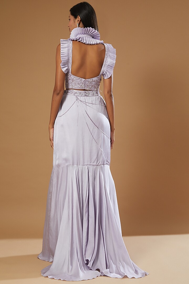 Pastel Purple Embellished Wedding Lehenga Set by Label Muskan Agarwal at Pernia's Pop Up Shop