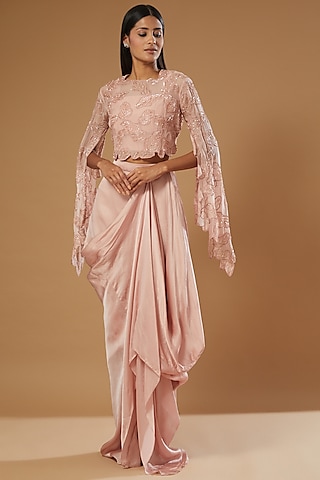 Pink Organza Skirt Set by Label Muskan Agarwal