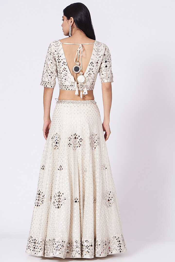 Ivory Mirror Embroidered Wedding Lehenga Set by Label Mayaa at Pernia's Pop Up Shop