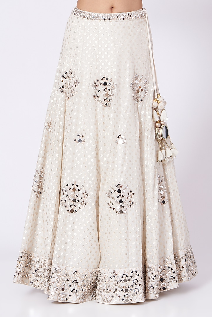 Ivory Mirror Embroidered Wedding Lehenga Set by Label Mayaa at Pernia's Pop Up Shop