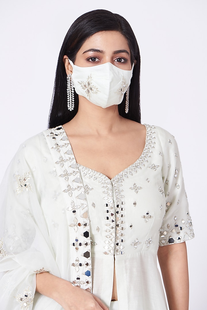 Pista Green Mirror Embroidered Wedding Lehenga Set by Label Mayaa at Pernia's Pop Up Shop