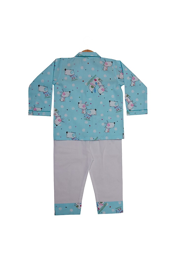 Sky Blue Cotton Printed Night Wear For Boys by Little Clothings at Pernia's Pop Up Shop