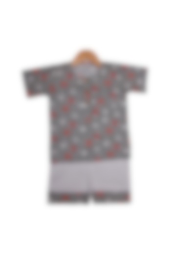 Grey Cotton Printed Night Wear by Little Clothings at Pernia's Pop Up Shop