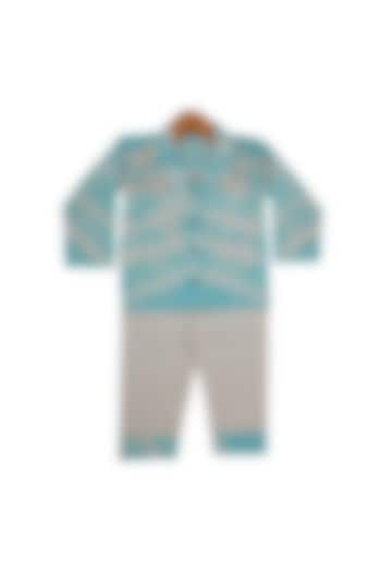 Sky Blue Cotton Tie-Dyed Night Wear For Boys by Little Clothings at Pernia's Pop Up Shop