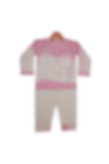 Pink Cotton Tie-Dyed Night Wear For Girls by Li'l Me