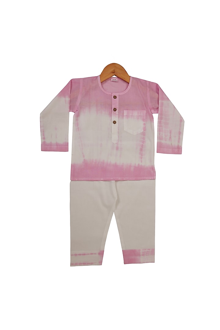 Pink Cotton Tie-Dyed Night Wear For Girls by Li'l Me
