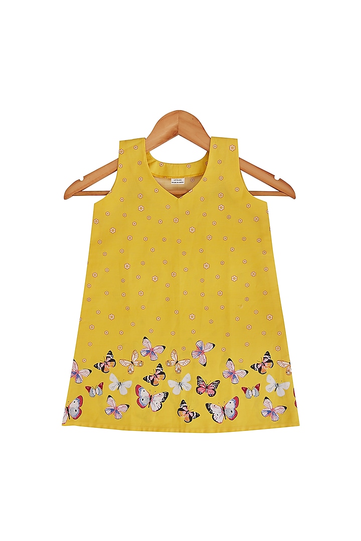 Yellow Printed Night Wear For Girls by Li'l Me