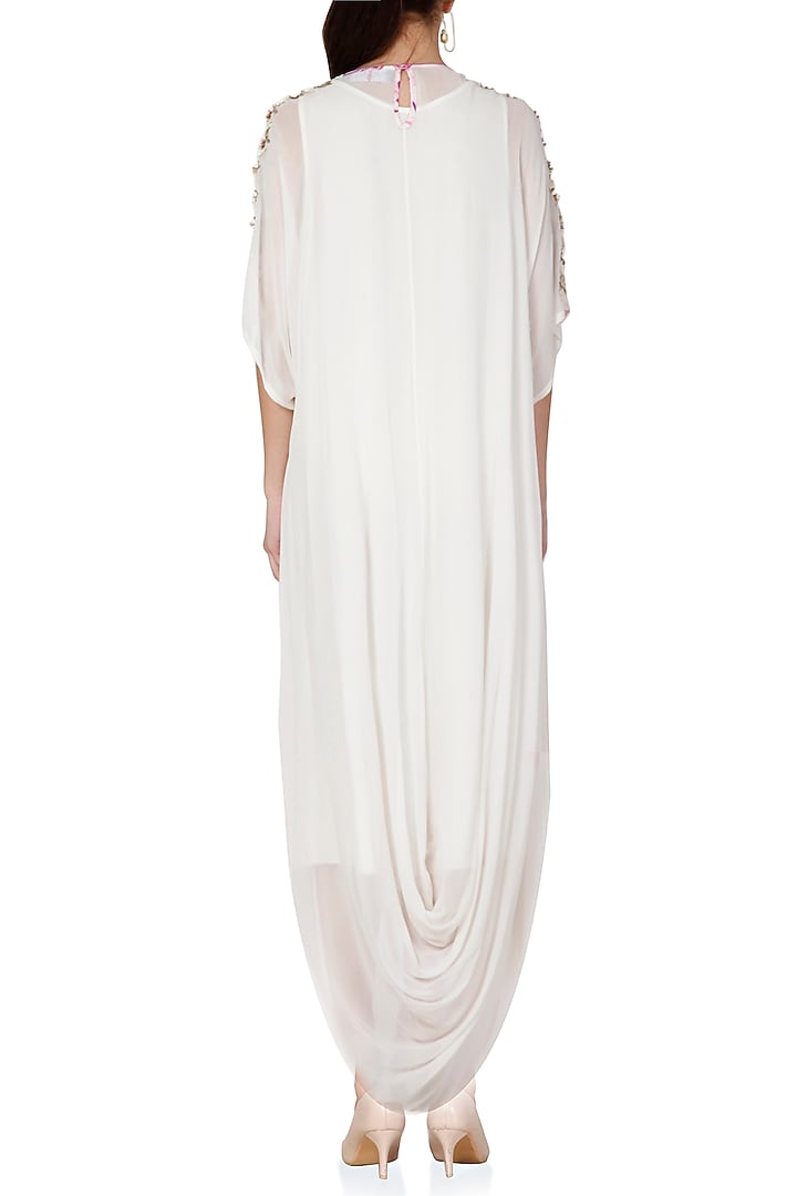 Purple & Ivory Printed & Embroidered Tunic by Limerick By Abirr N' Nanki at Pernia's Pop Up Shop