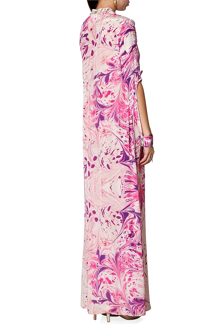 Purple & Ivory Embroidered Printed Long Tunic by Limerick By Abirr N' Nanki at Pernia's Pop Up Shop