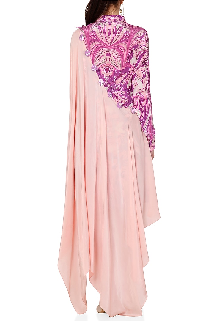 Purple & Pink Embroidered Printed Summer Shirt Dress by Limerick By Abirr N' Nanki at Pernia's Pop Up Shop
